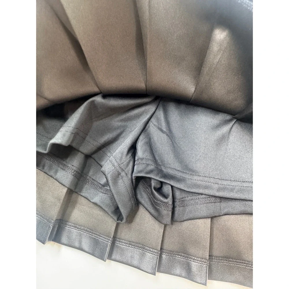Justice XL 16/18‎ Plus Black Pleated Pleather Skort Faux Leather Skirt Emo Punk